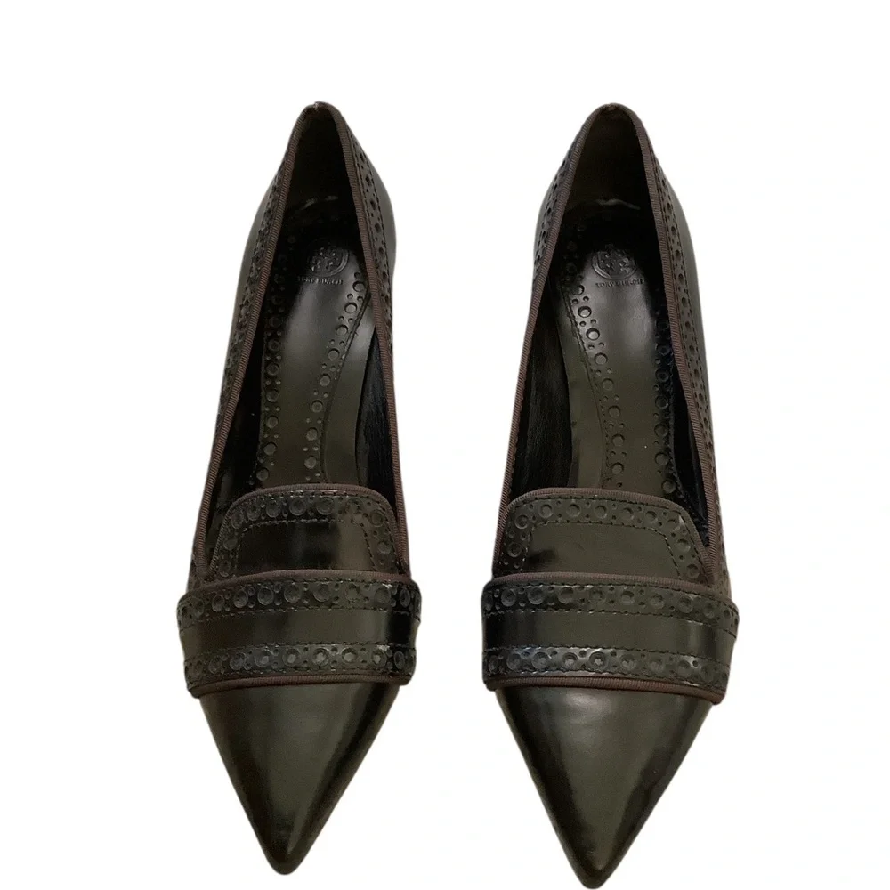 Tory Burch classic  Pointed-Toe Leather Pumps in black